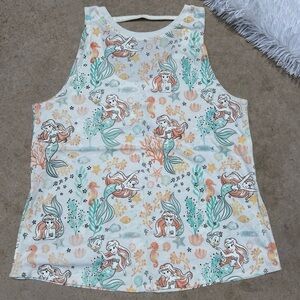 Disney The Little Mermaid Cream Tank Top Ariel Under the Sea Print Size Medium